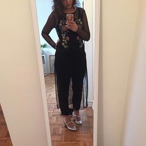 Zara sheer dress with floral appliqué